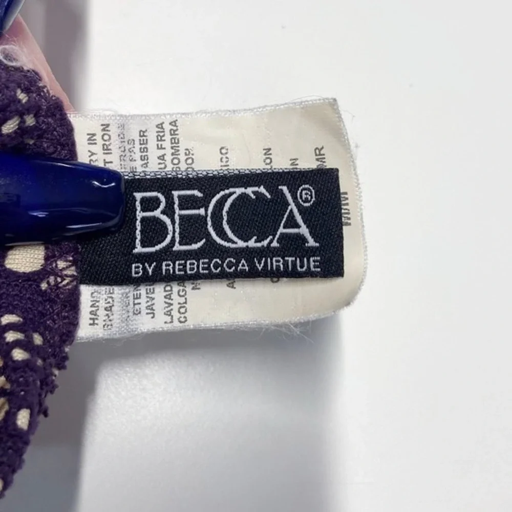 BECCA by Rebecca Virtue Purple Crochet Bikini Swimsuit Set Size‎ M Top L Bottoms